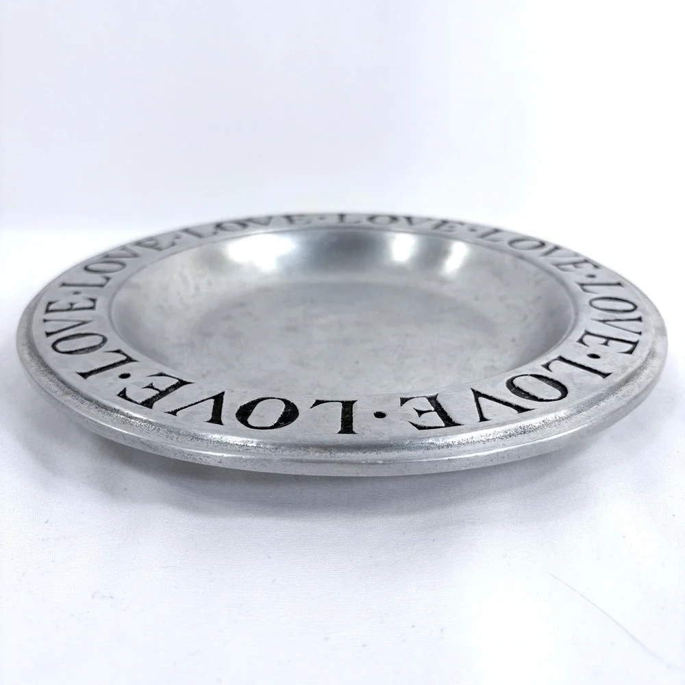 Wilton Armetale Bowl Silver Love Rim Pewter Alternative 9.25 Inch‎ Round